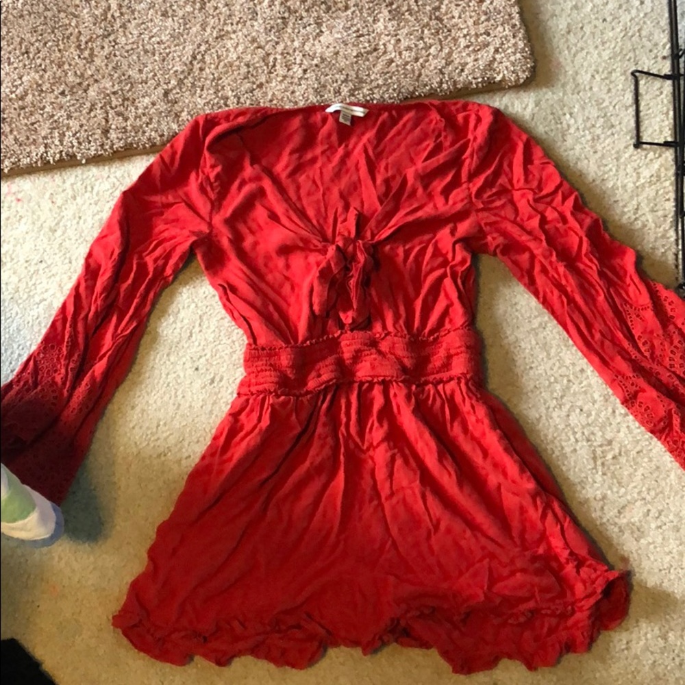Front tie flare romper